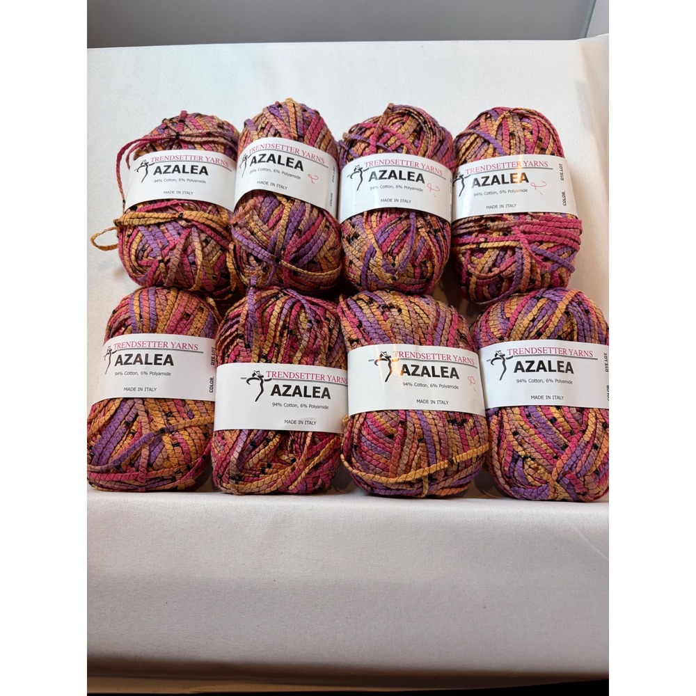 Trendsetter Yarns Azalea Cotton Blend Ribbon Yarn Multi Pink Purple 8 Skeins